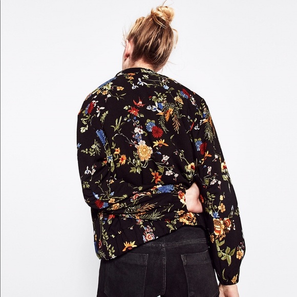 Zara floral print bomber jacket - Picture 2 of 4